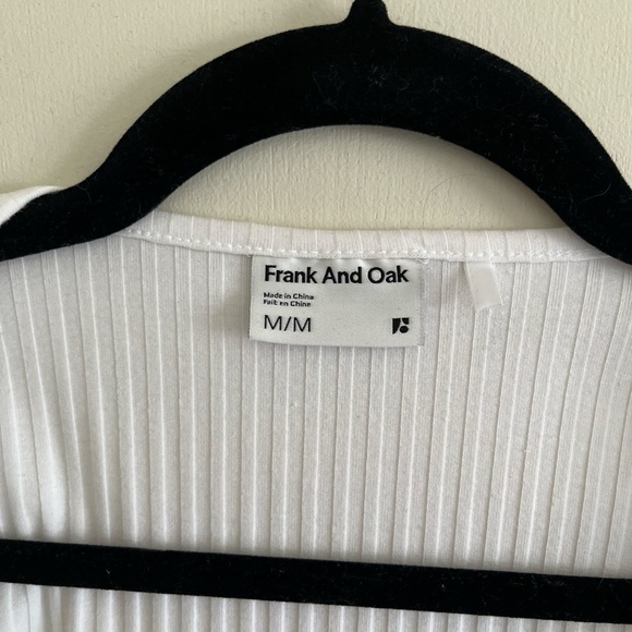 Frank & Oak White Ribbed Wrap Tie-Front Shirt / Blouse - Picture 2 of 7